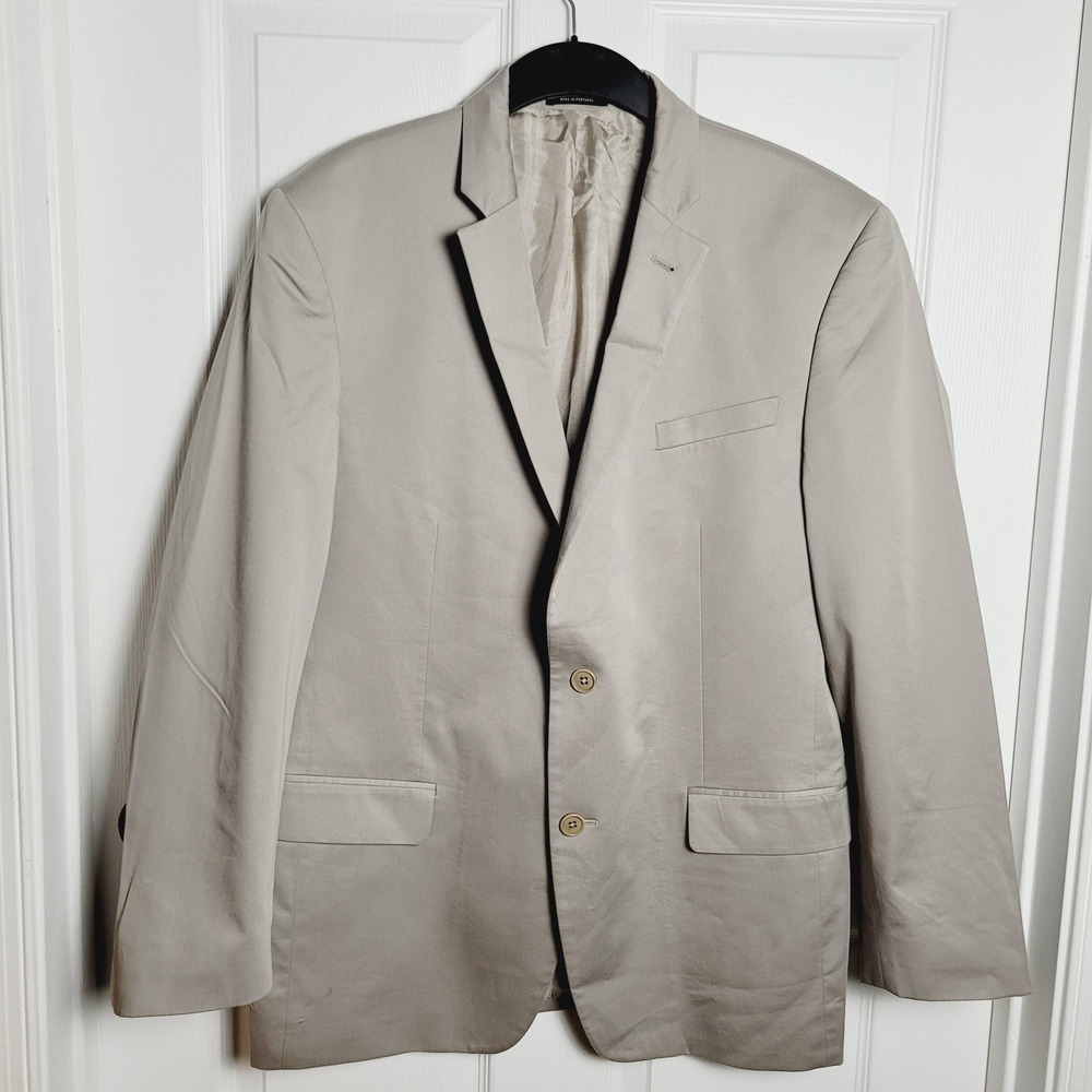 John Varvatos USA Blazer 42R Cream Loft Cotton Blend Two Button Jacket Casual
